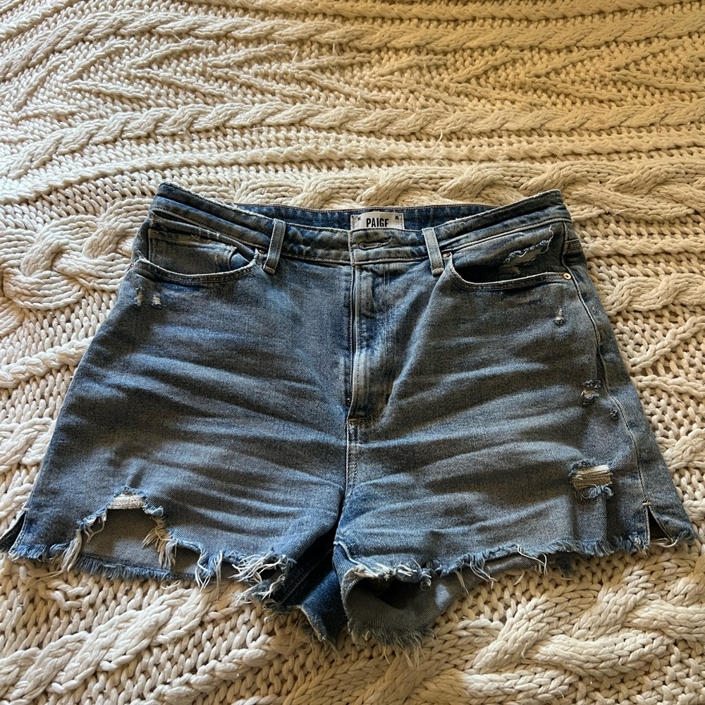 PAIGE Women's Frayed Jean Shorts - Blue
